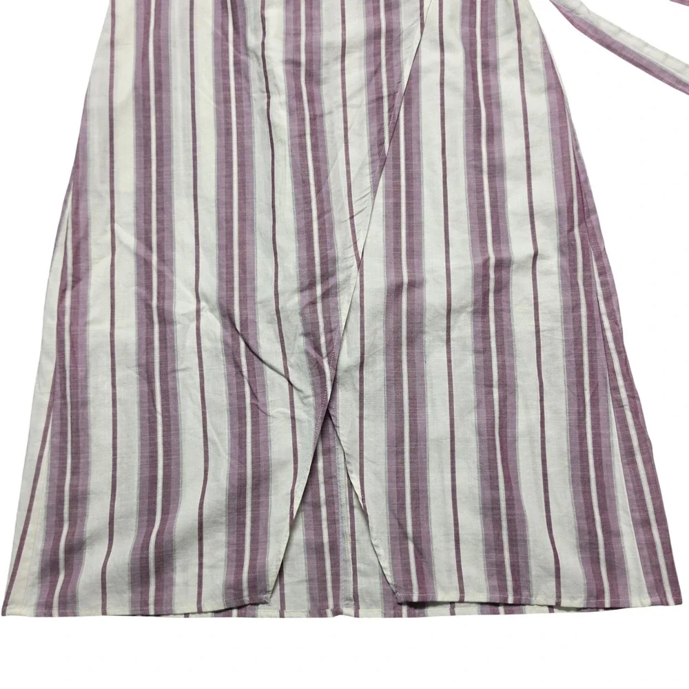 Costal Chic Wrap Skirt Cotton Midi Dress Womens 10 Purple White Express